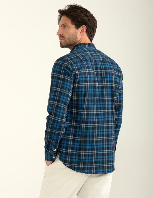 Camicia in twill tintofilo a fantasia check - back - 002