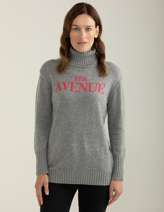 Turtleneck sweater with English rib knitting woman gray melange fw24w17md cc-a0901 Turtleneck sweater with English rib knitting