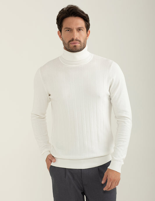 Maglia dolcevita con texture a righe verticali uomo off white fm24w08md cc-a0002