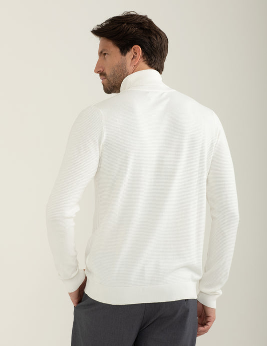 Maglia dolcevita con texture a righe verticali - back - 002