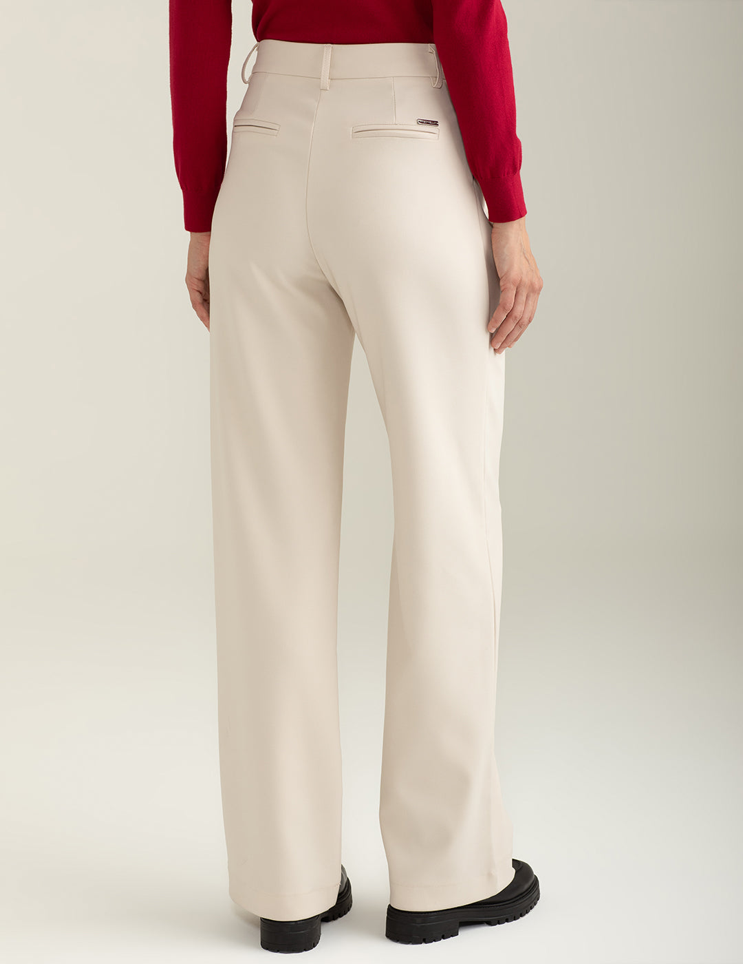 Pantalone in tricotina stretch con vestibilità a palazzo donna ivory fw24w19pu cc-a0910 Pantalone in tricotina stretch con vestibilità a palazzo