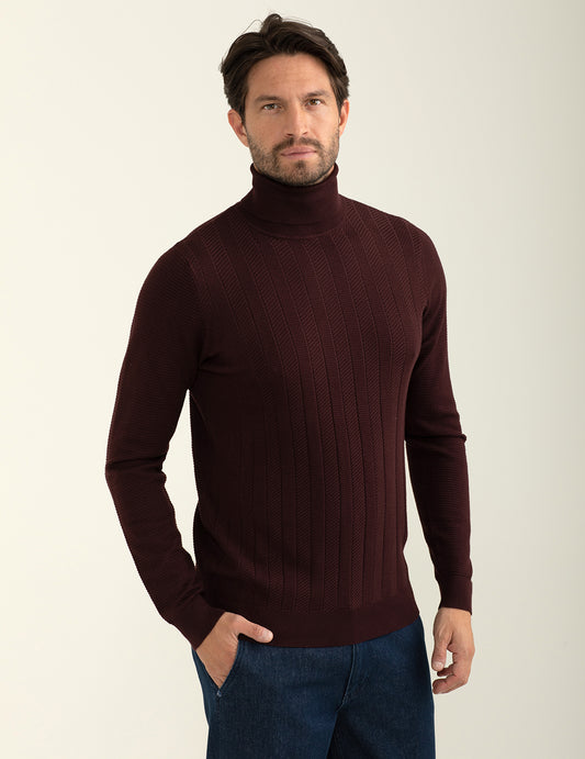 Maglia dolcevita con texture a righe verticali uomo must fm24w08md cc-a0306