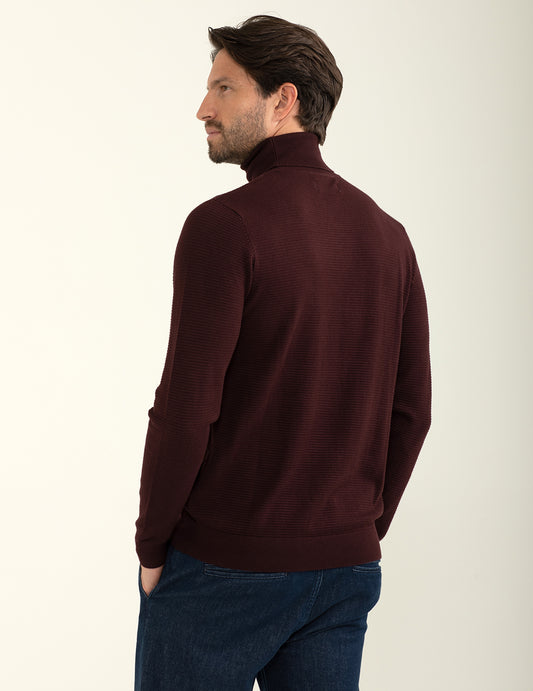 Maglia dolcevita con texture a righe verticali - back - 002