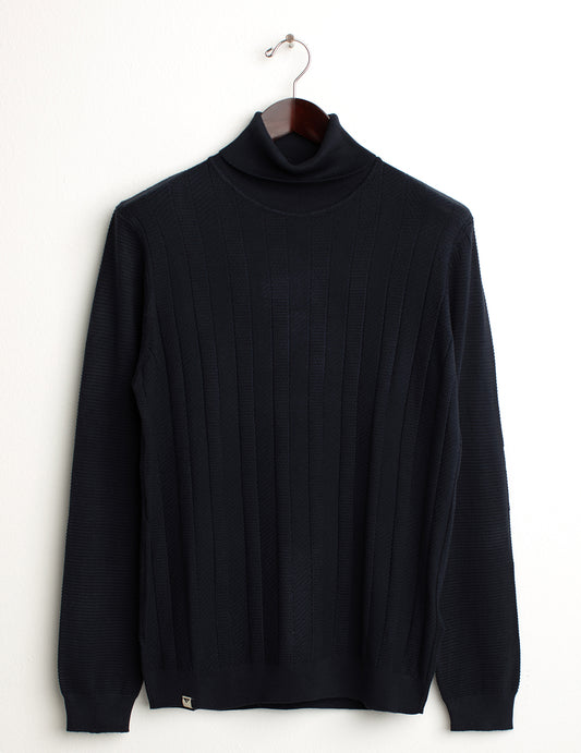 Maglia dolcevita con texture a righe verticali uomo blue fm24w08md cc-a0601