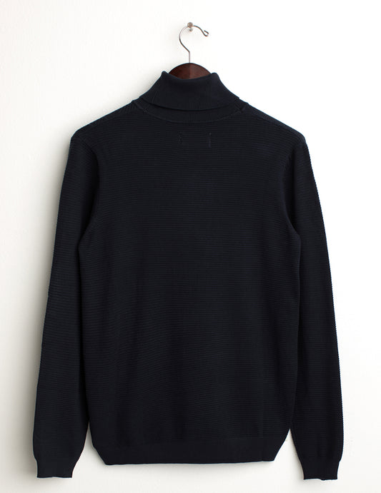 Maglia dolcevita con texture a righe verticali - back - 002