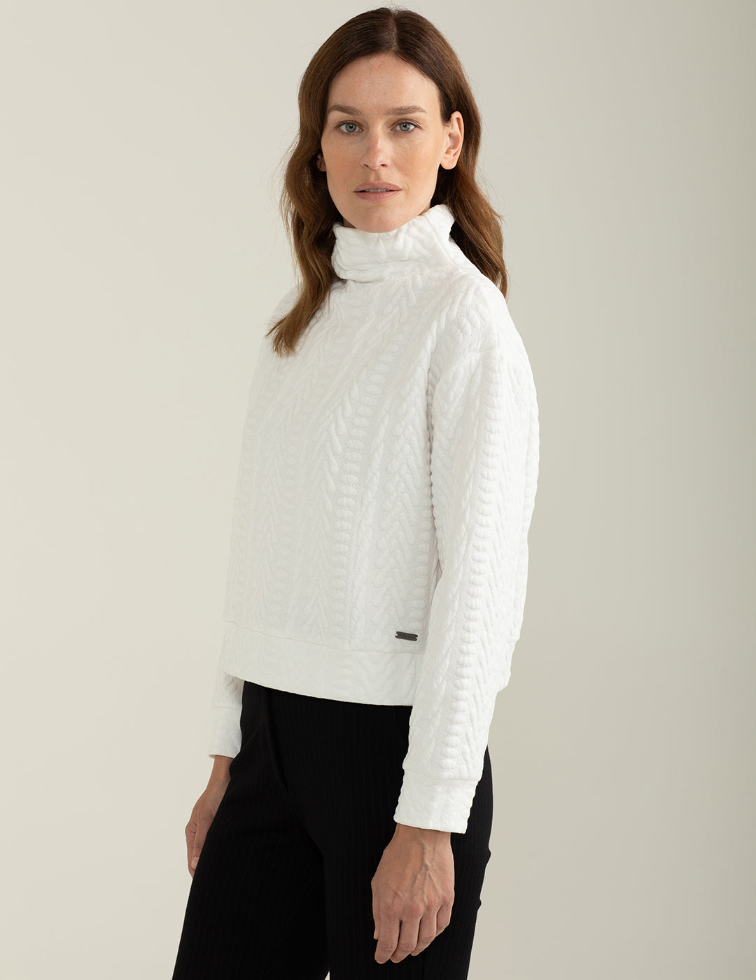 Felpa operata dolcevita donna off white fw24w20fd cc-a0002 Felpa operata dolcevita