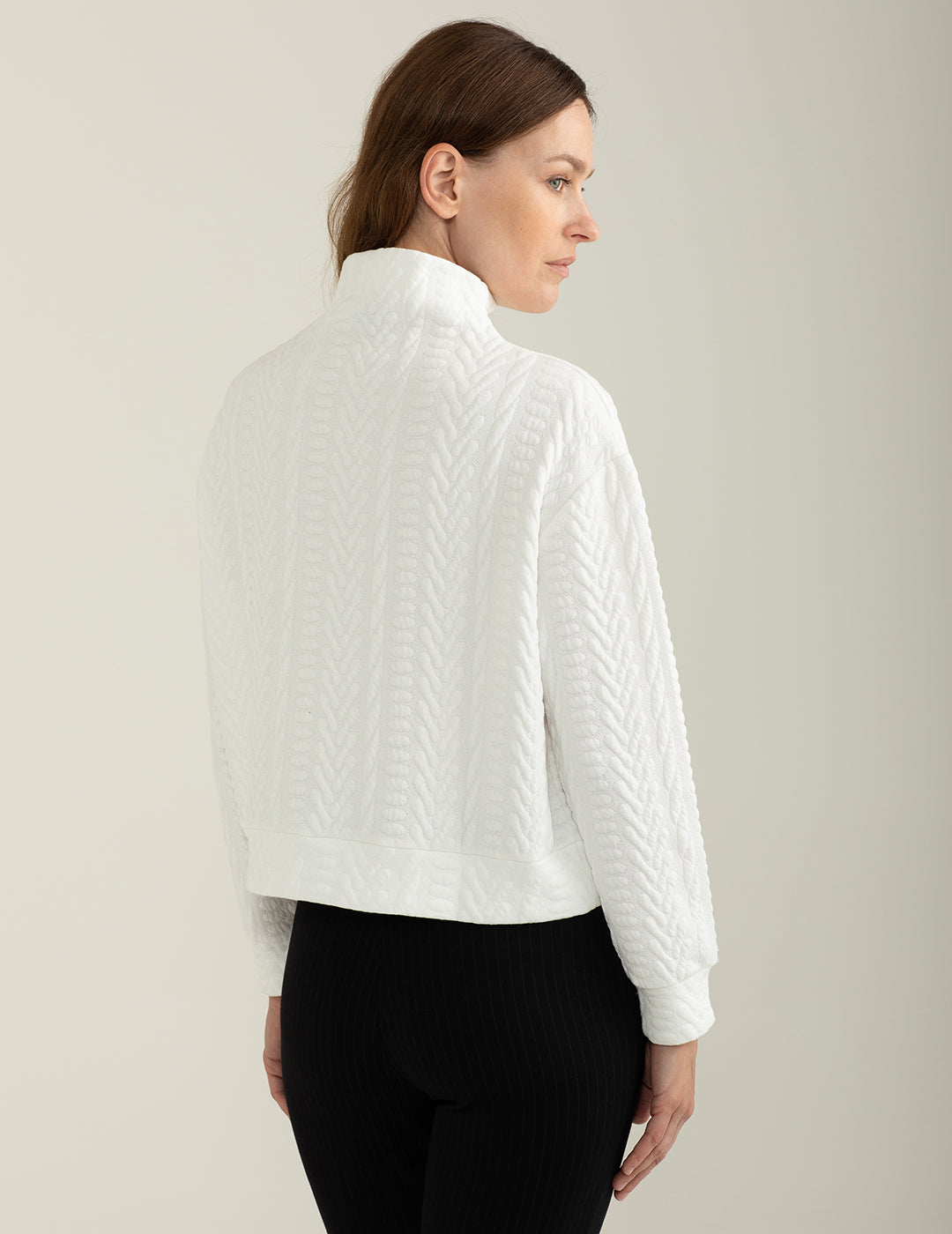Felpa operata dolcevita donna off white fw24w20fd cc-a0002 Felpa operata dolcevita