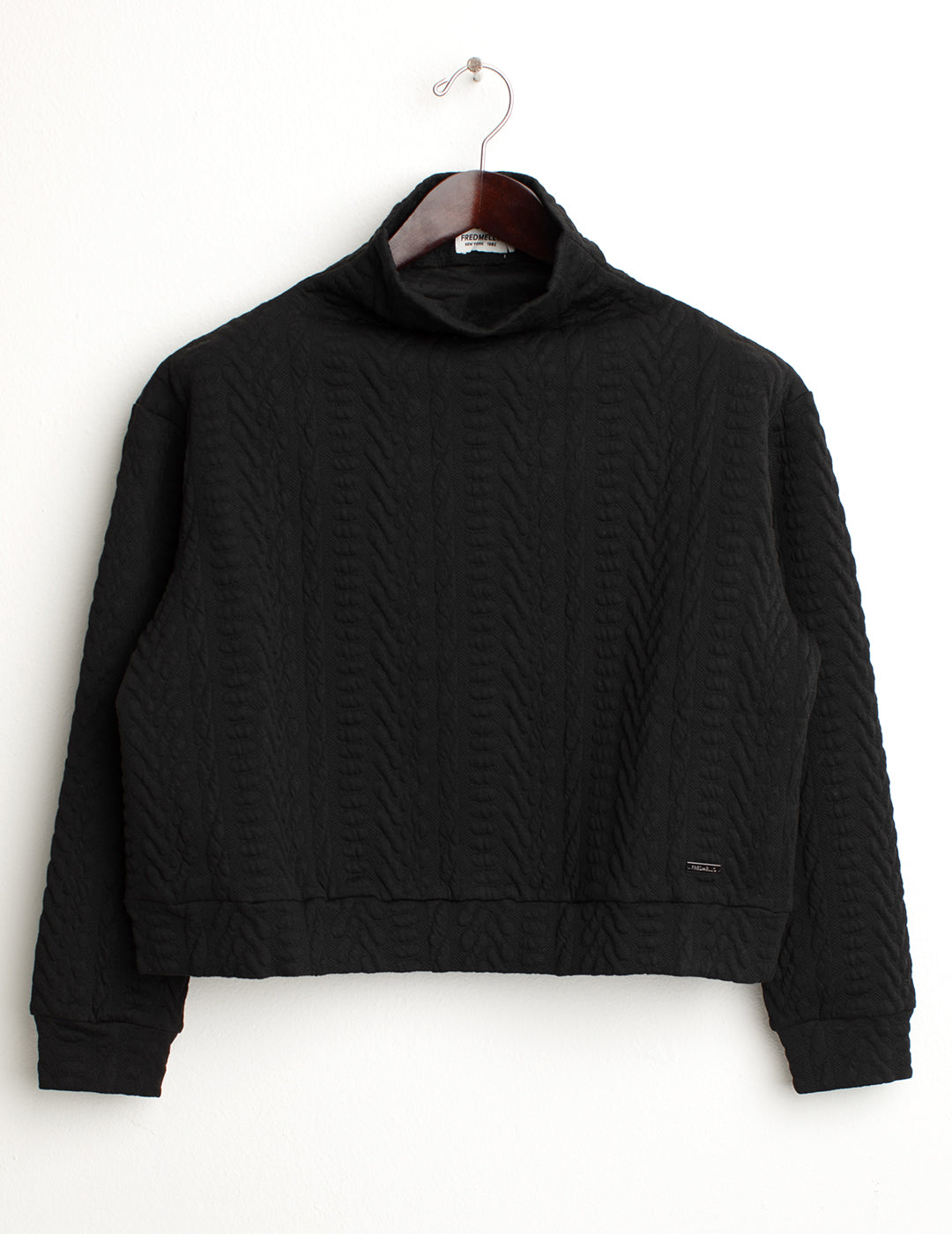 Felpa operata dolcevita donna black fw24w20fd cc-a0951 Felpa operata dolcevita