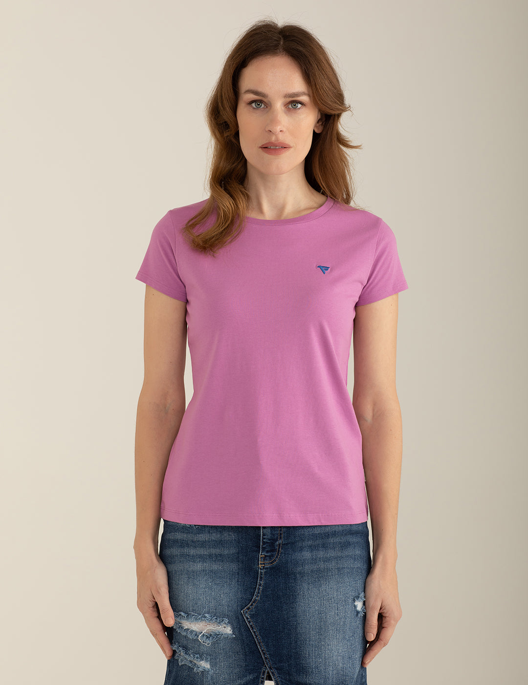 T-shirt girocollo in morbido jersey donna berry fw24w01tg cc-a0412 T-shirt girocollo in morbido jersey