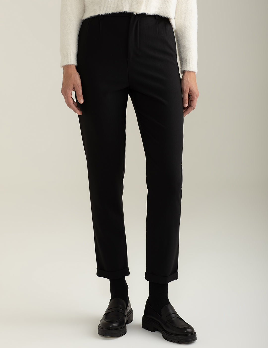 Pantalone in tricotina stretch con vestibilità regular donna black fw24w20pu cc-a0951 Pantalone in tricotina stretch con vestibilità regular