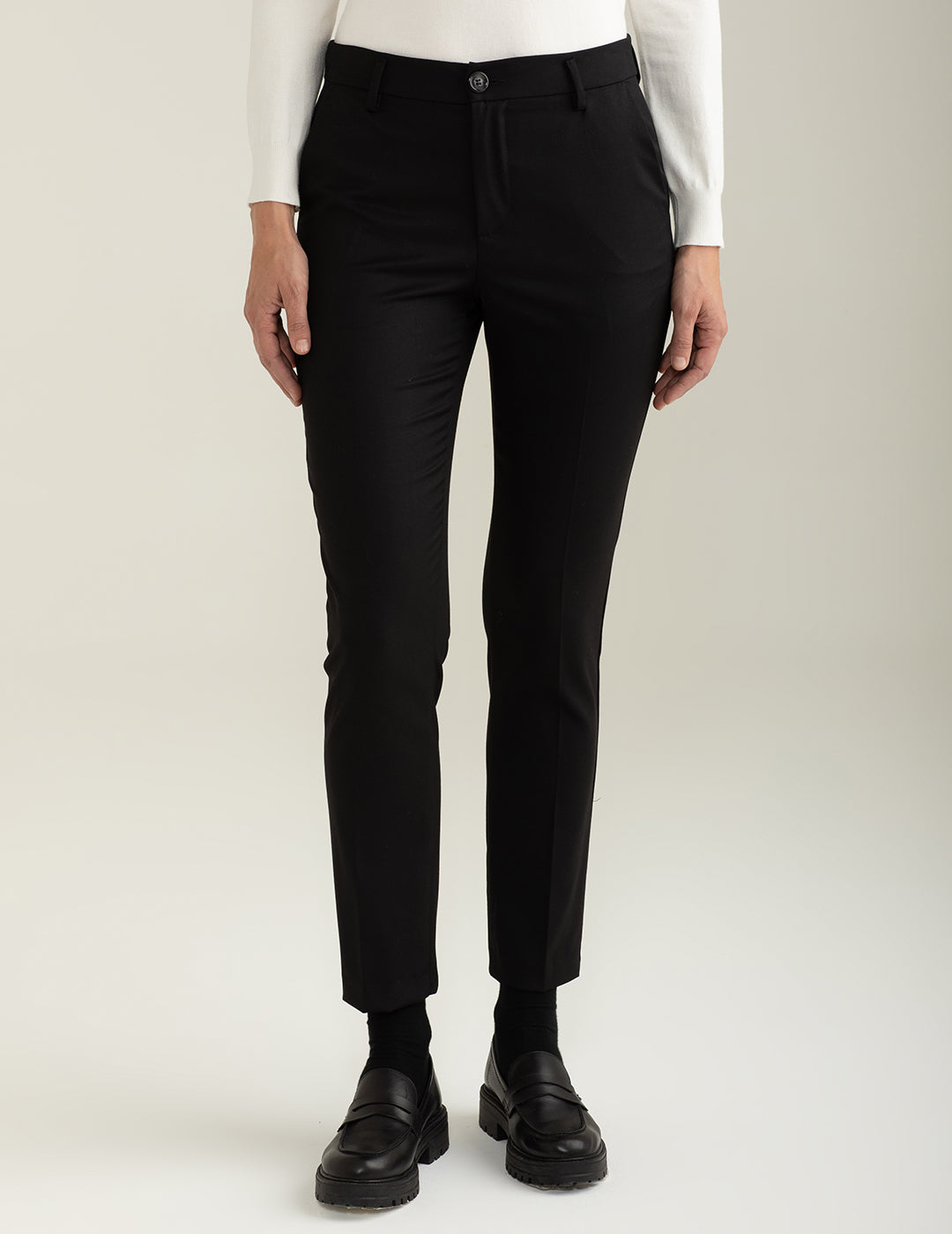 Pantalone in tessuto diagonale con vestibilità slim donna black fw24w21pu cc-a0951 Pantalone in tessuto diagonale con vestibilità slim