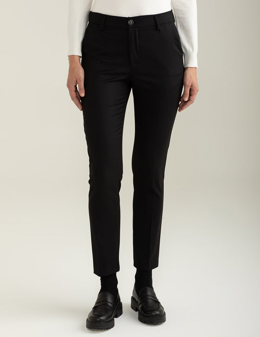 Pantalone in tessuto diagonale con vestibilità slim donna black fw24w21pu cc-a0951