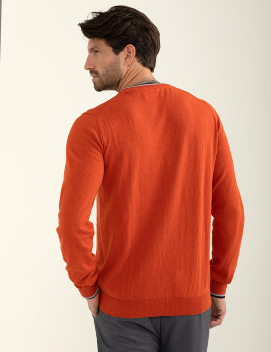 Maglia girocollo con logo ricamato in contrasto - back - 002