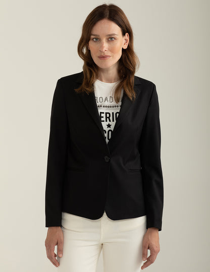 Blazer monopetto in tessuto diagonale