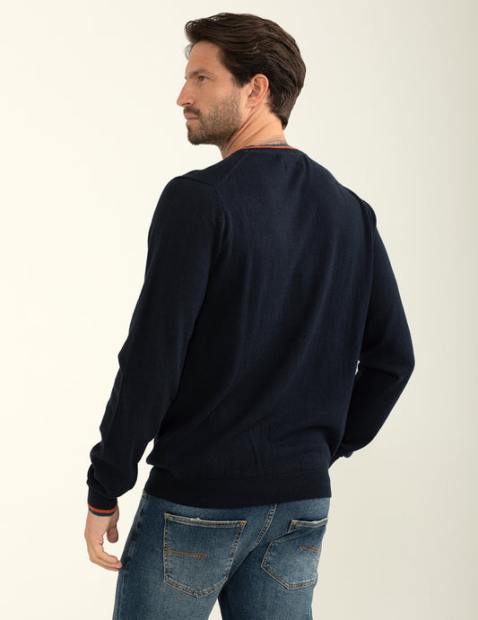 Maglia girocollo con logo ricamato in contrasto - back - 002