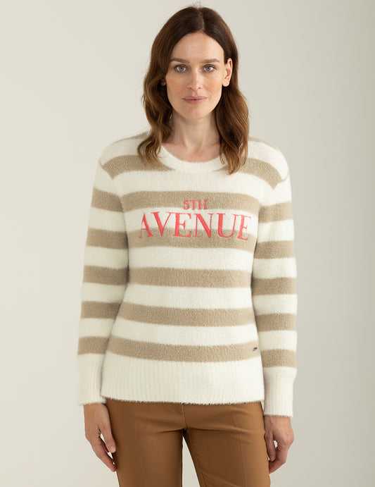 Maglia girocollo con lettering ricamato in contrasto donna off white fw24w25mg cc-a0002