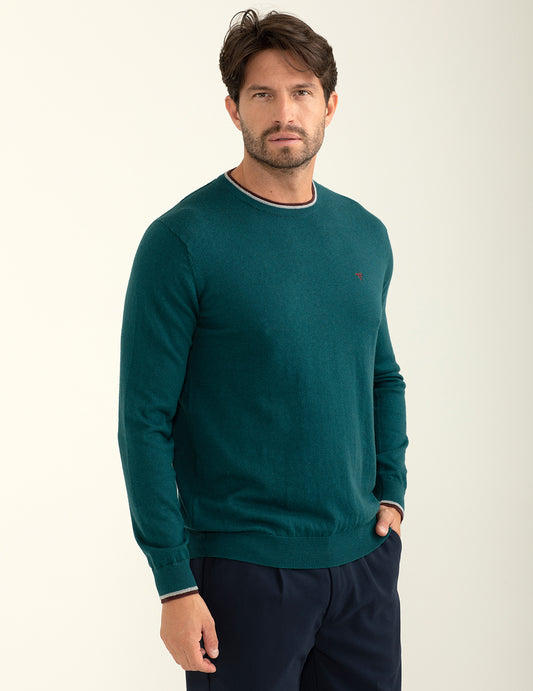 Maglia girocollo con logo ricamato in contrasto uomo petrol fm24w09mg cc-a0810