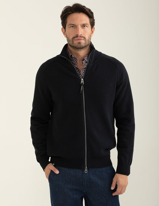 Maglia full zip collo in piedi uomo dark blue fm24w22mz cc-a1201