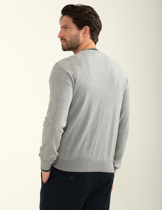 Maglia girocollo con logo ricamato in contrasto - back - 002