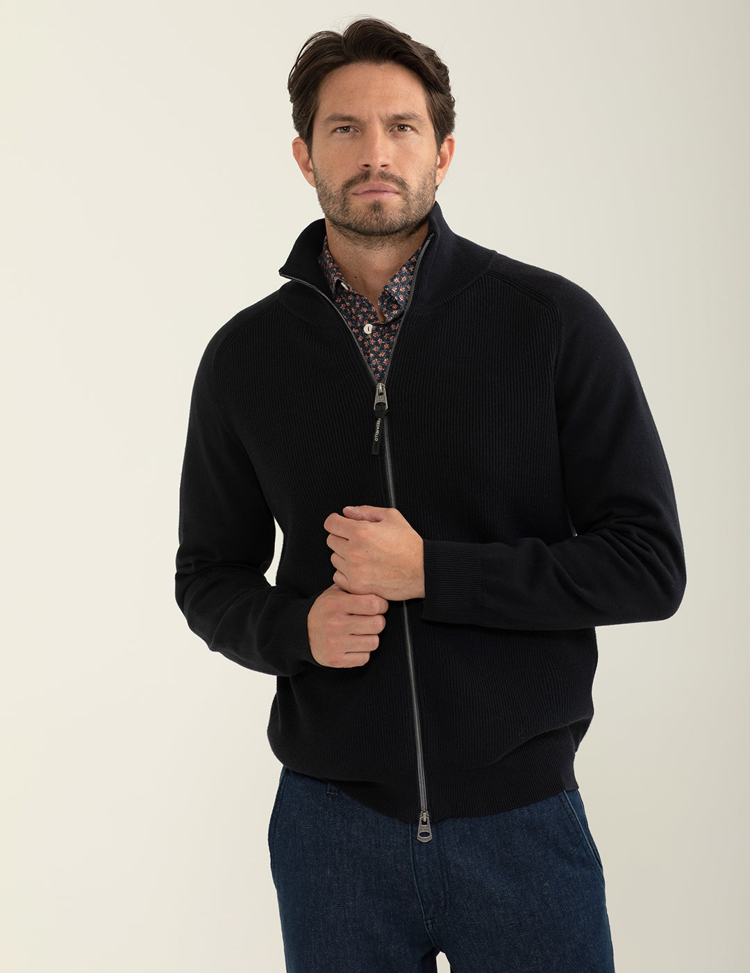 Maglia full zip collo in piedi uomo dark blue fm24w22mz cc-a1201 Maglia full zip collo in piedi