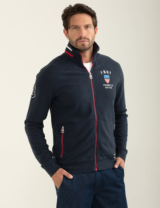 Felpa full-zip con collo alto uomo blue fm24w22fz cc-a0601
