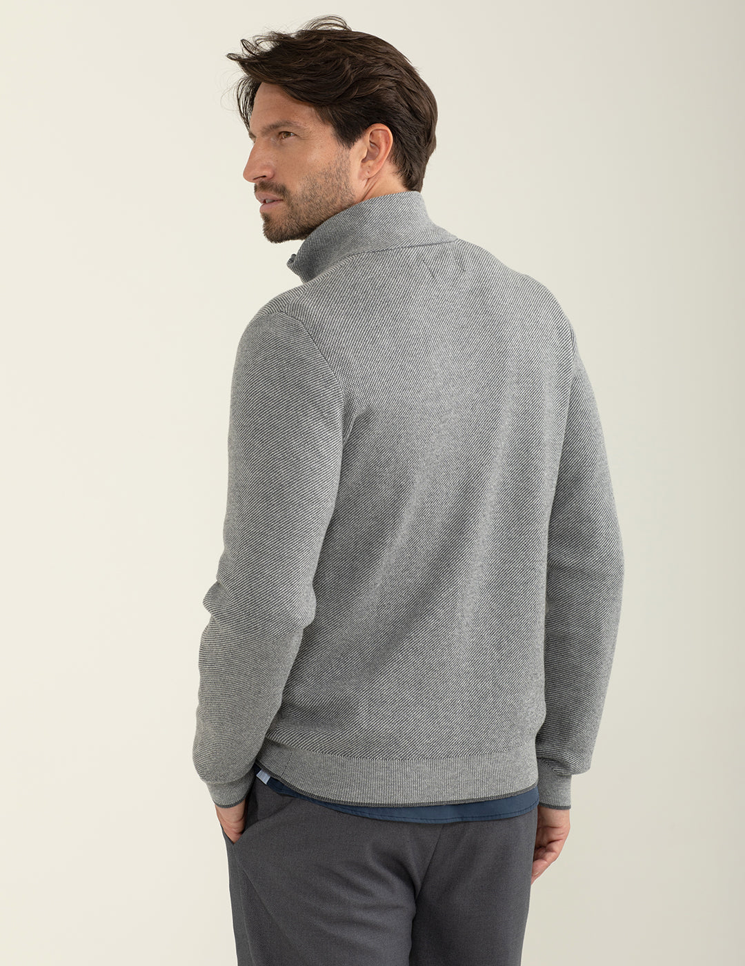 Full zipper turtleneck sweater man gray melange fm24w55mz cc-a0901 Full zipper turtleneck sweater