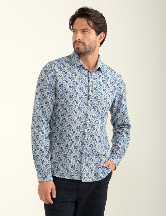 Camicia in herringbone uomo blue fm24w10cs cc-a0601