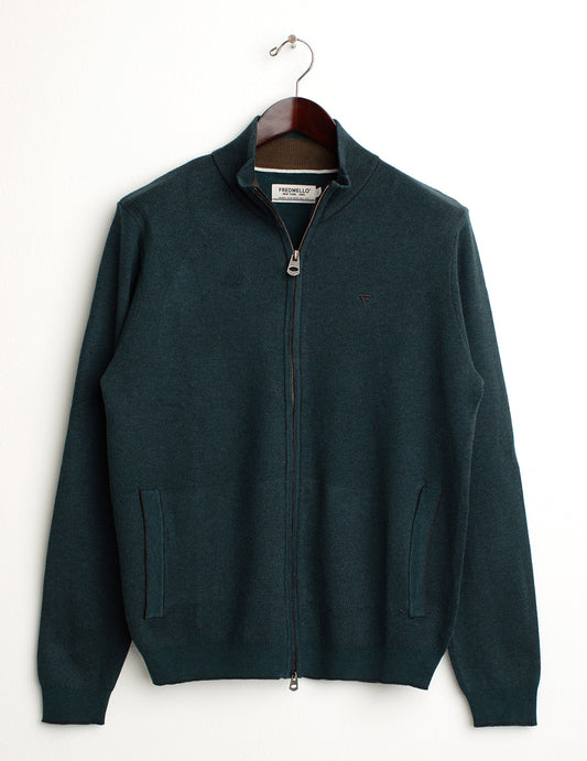 Maglia full zip a collo alto uomo antracite melange fm24w55mz cc-a0953 Maglia full zip a collo alto