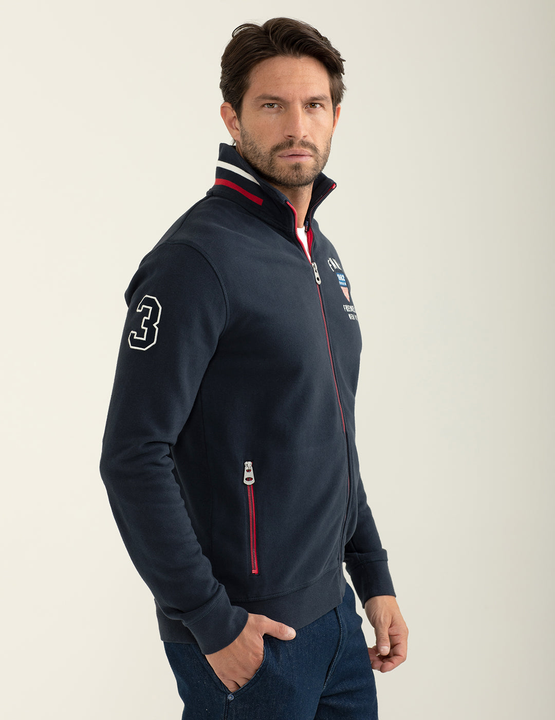 Felpa full-zip con collo alto uomo blue fm24w22fz cc-a0601 Felpa full-zip con collo alto