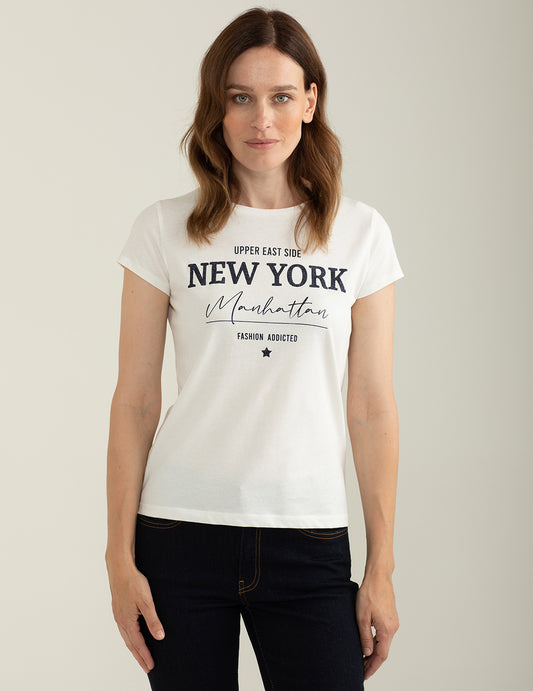 T-shirt girocollo a manica corta donna off white fw24w06tg cc-a0002