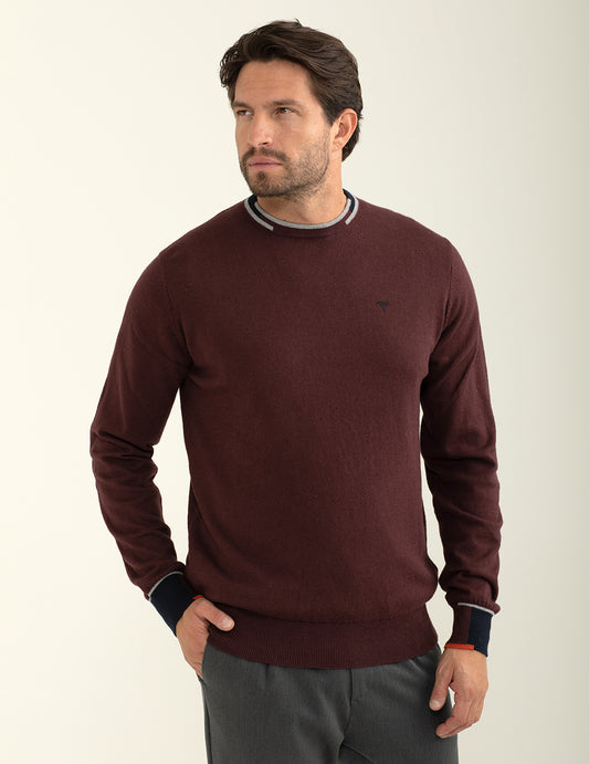 Maglia girocollo con logo ricamato in contrasto uomo must fm24w10mg cc-a0306