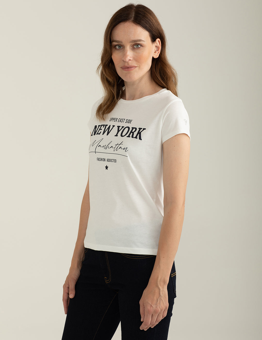 T-shirt girocollo a manica corta donna off white fw24w06tg cc-a0002 T-shirt girocollo a manica corta