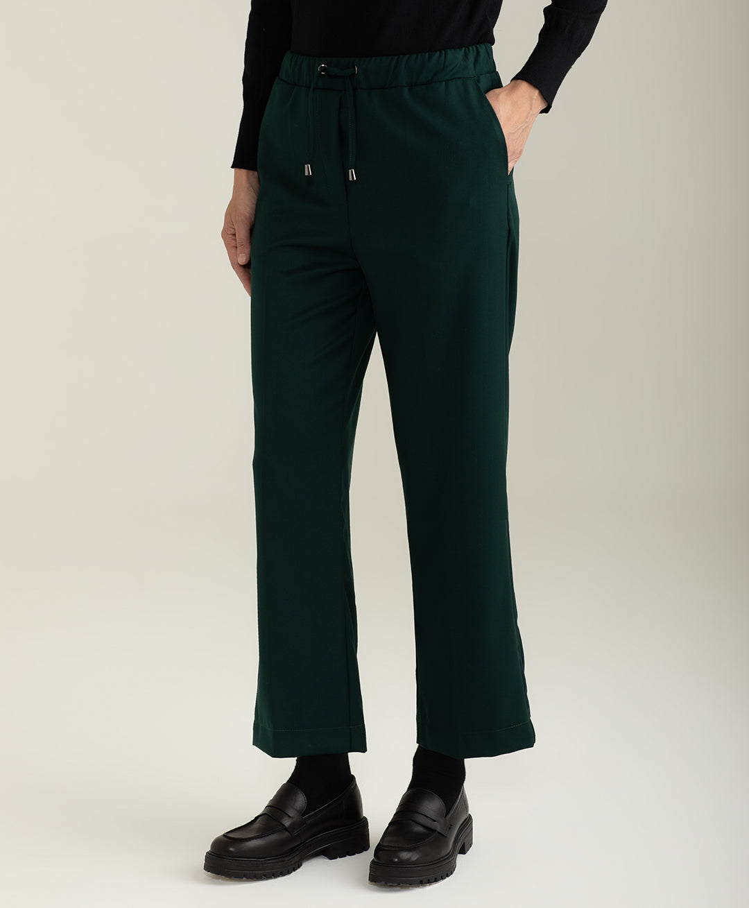 Pantalone in tessuto diagonale donna green fw24w25pu cc-a0801 Pantalone in tessuto diagonale