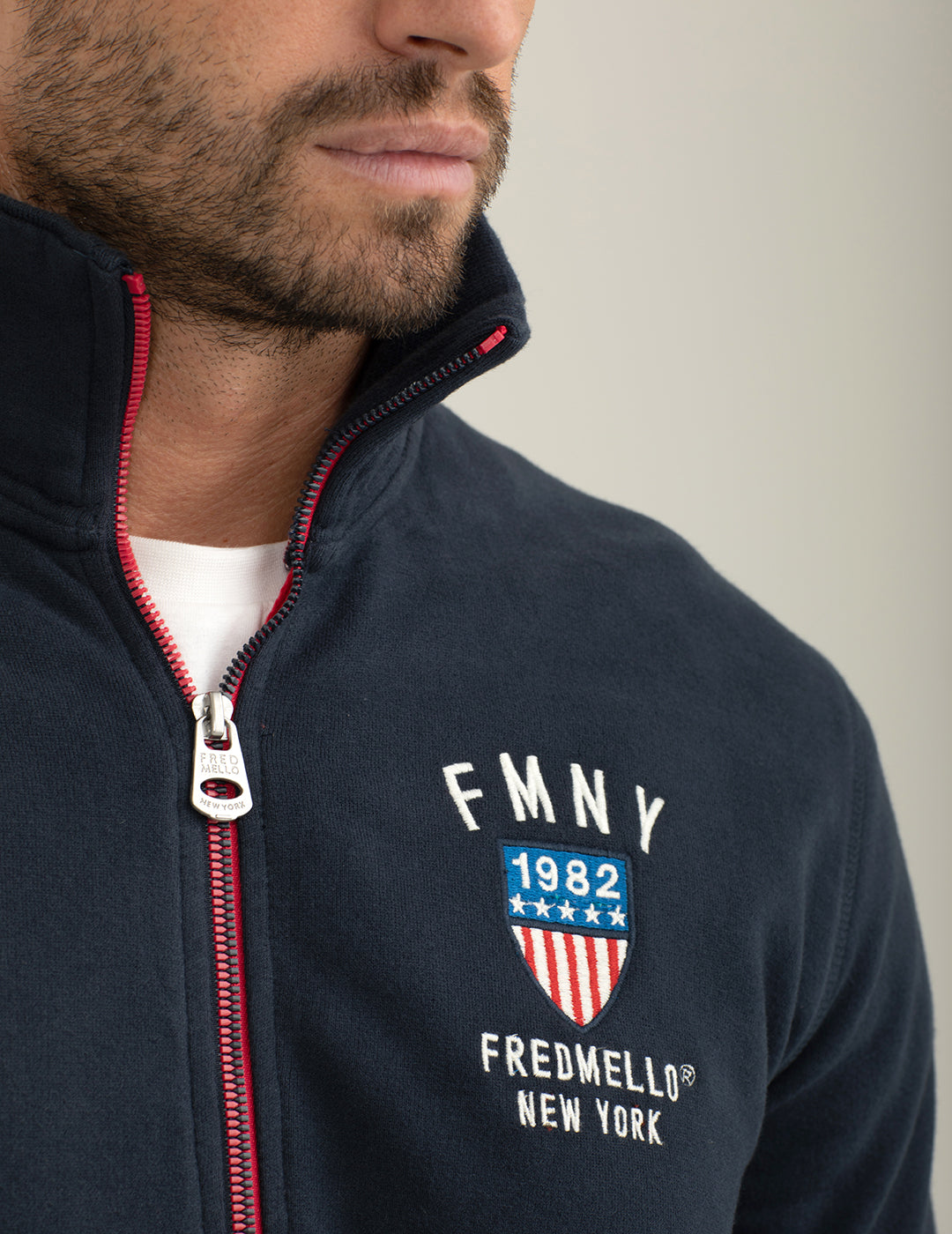 Felpa full-zip con collo alto uomo blue fm24w22fz cc-a0601 Felpa full-zip con collo alto