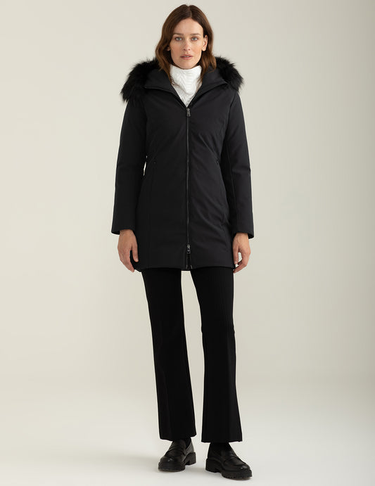 Giubbotto in soft-shell con cappuccio donna black fw24w02ku cc-a0951