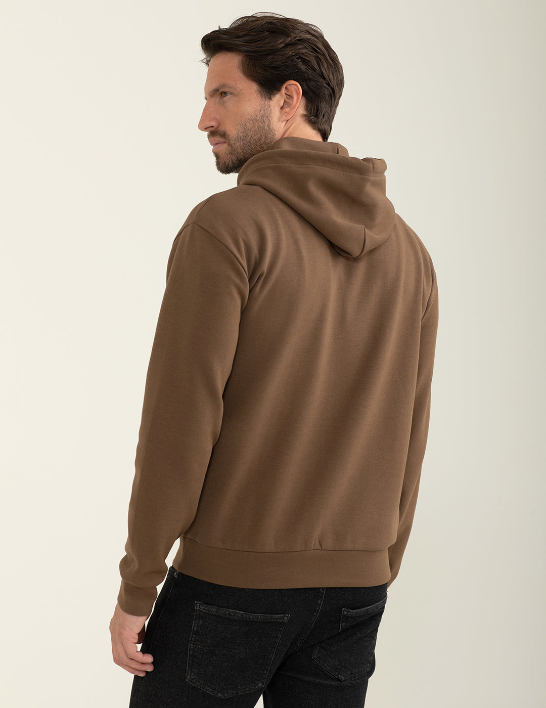 Felpa in interlock con cappuccio uomo coffee fm24w24fc cc-a0259 Felpa in interlock con cappuccio