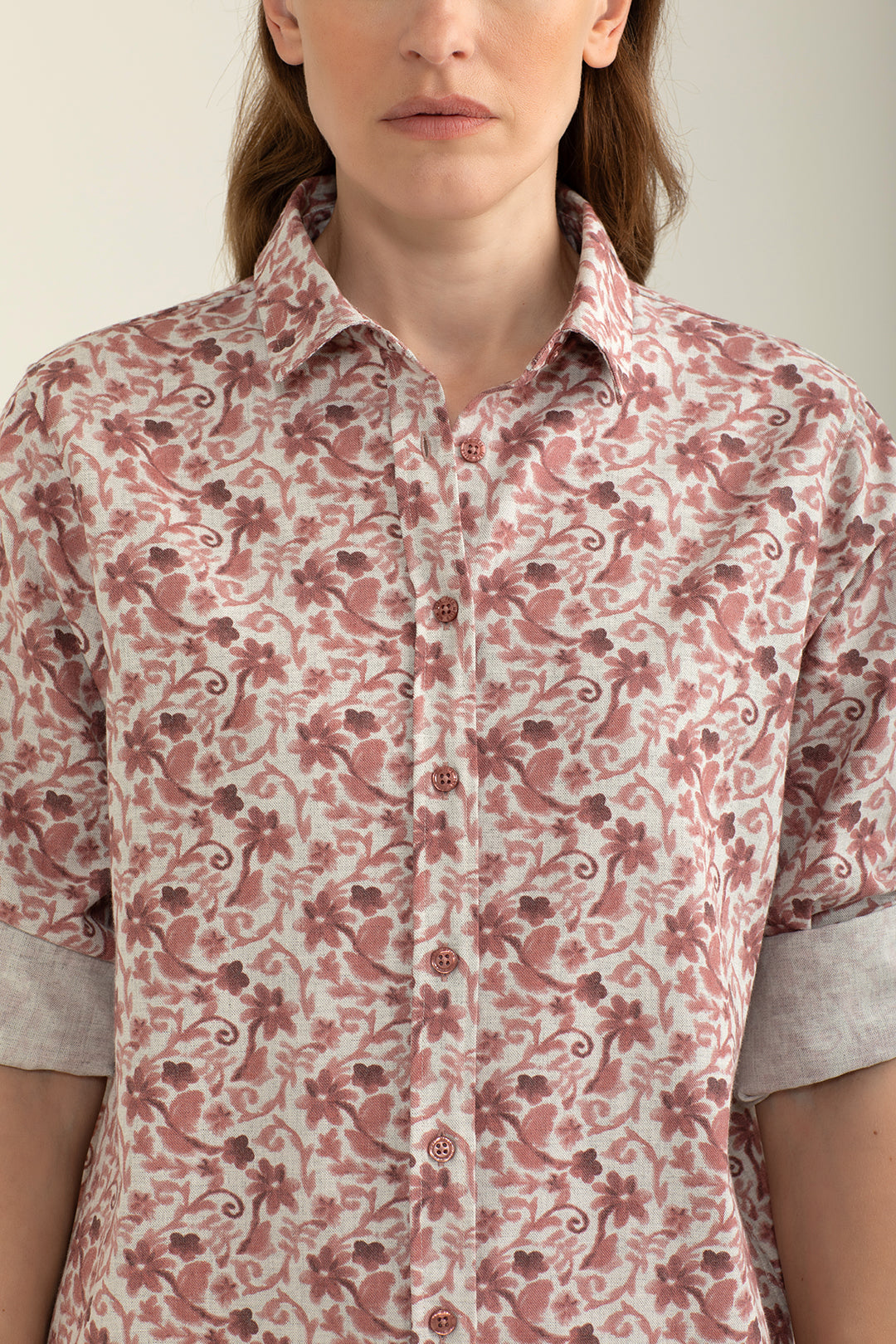 Camicia in flanella stampata all-over donna pink fw24w05cs cc-a0406 Camicia in flanella stampata all-over