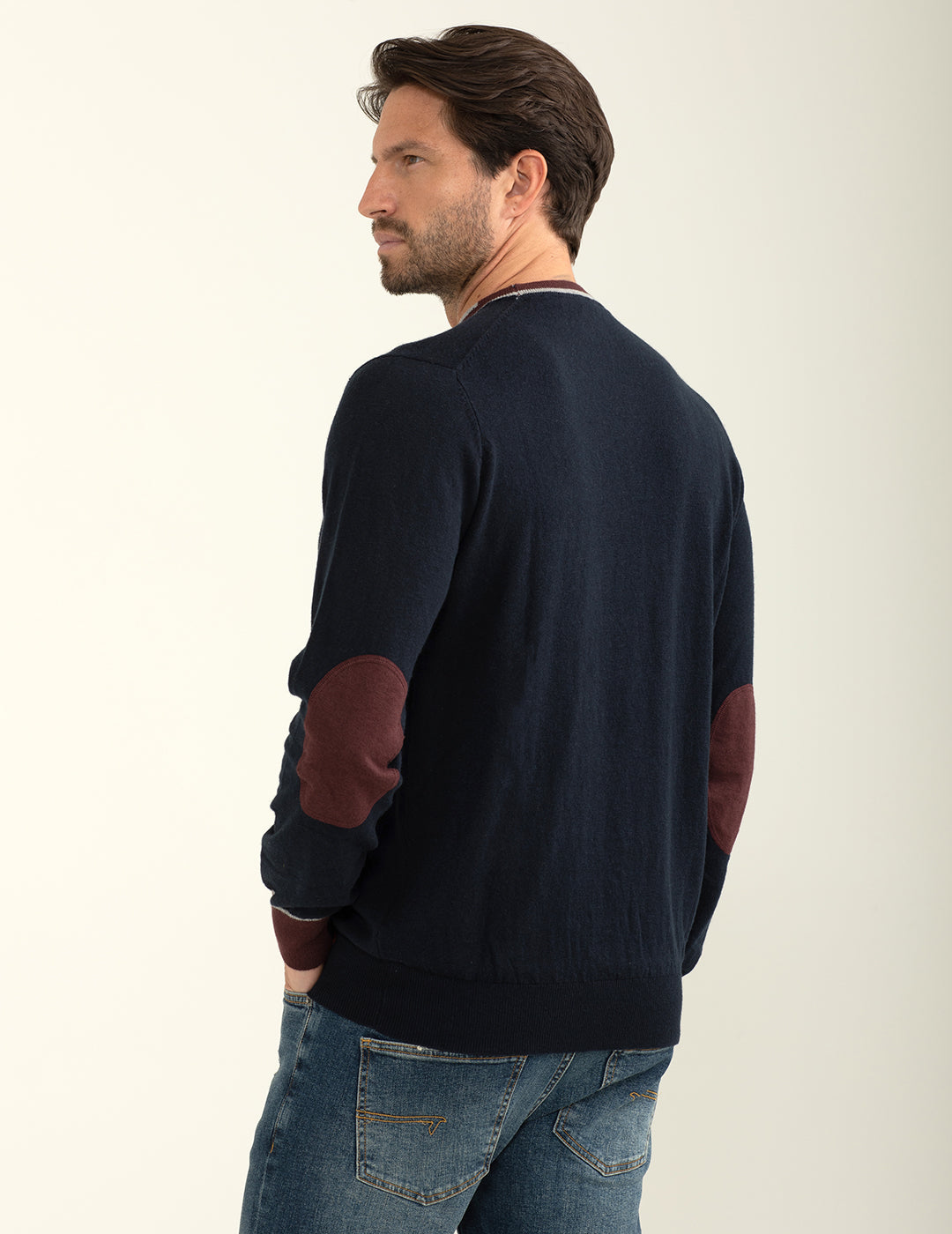 Maglia girocollo con logo ricamato in contrasto uomo blue fm24w10mg cc-a0601 Maglia girocollo con logo ricamato in contrasto