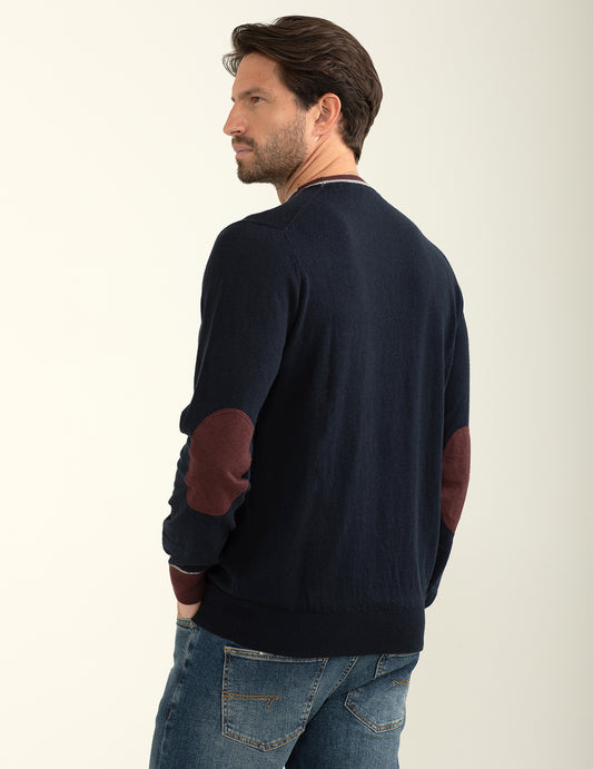 Maglia girocollo con logo ricamato in contrasto - back - 002