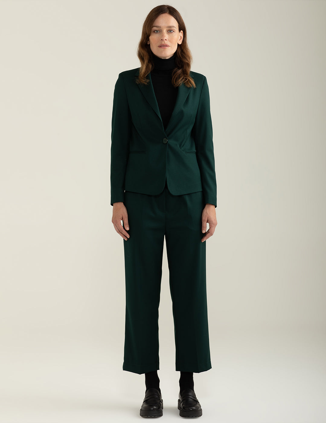 Pantalone in tessuto diagonale donna green fw24w25pu cc-a0801 Pantalone in tessuto diagonale