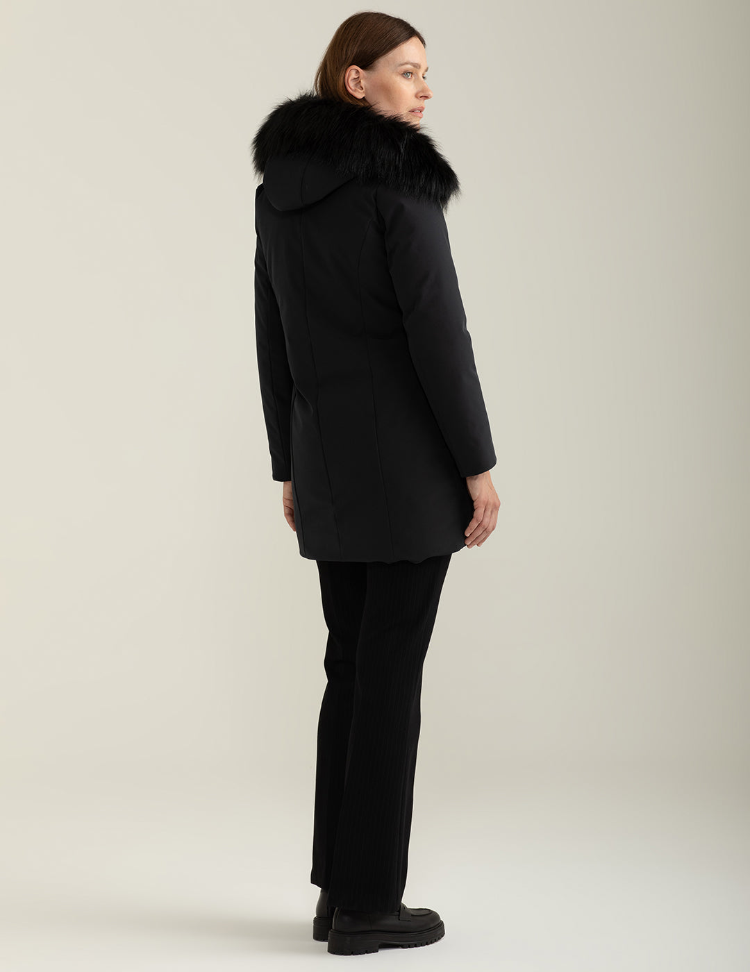 Giubbotto in soft-shell con cappuccio donna black fw24w02ku cc-a0951 Giubbotto in soft-shell con cappuccio