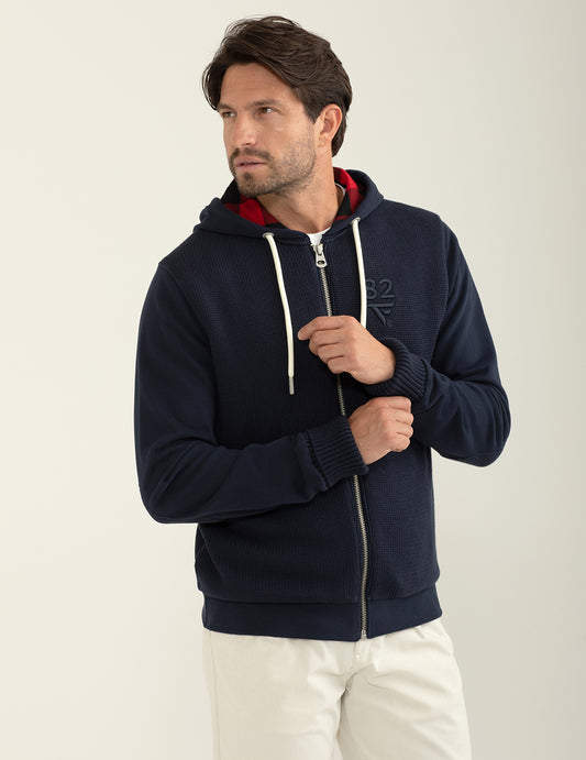 Felpa full-zip con cappuccio uomo blue fm24w29fz cc-a0601