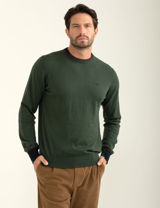 Maglia girocollo con logo ricamato in contrasto uomo forest fm24w10mg cc-a0806