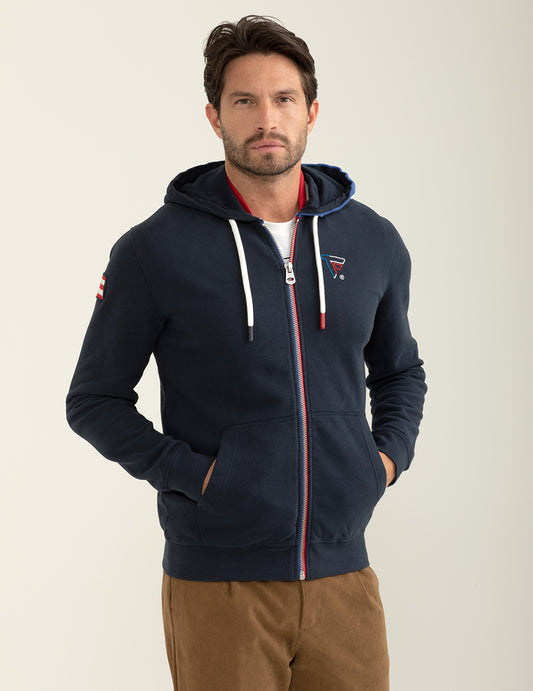 Felpa full-zip con cappuccio a manica lunga uomo blue fm24w23fz cc-a0601
