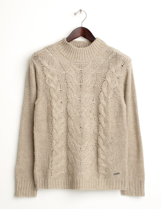 Maglia dolcevita a manica lunga donna beige fw24w37md cc-a0101
