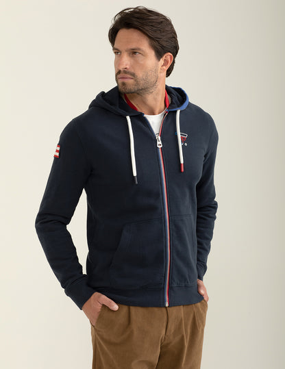 Felpa full-zip con cappuccio a manica lunga