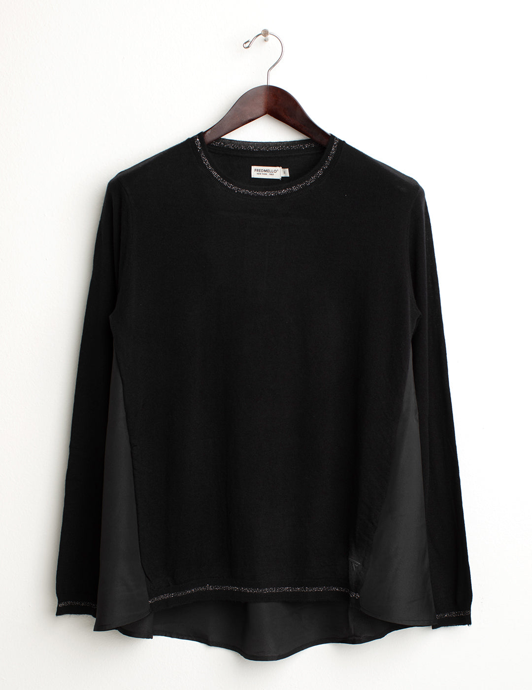 Maglia girocollo a manica lunga donna black fw24w02mg cc-a0951 Maglia girocollo a manica lunga