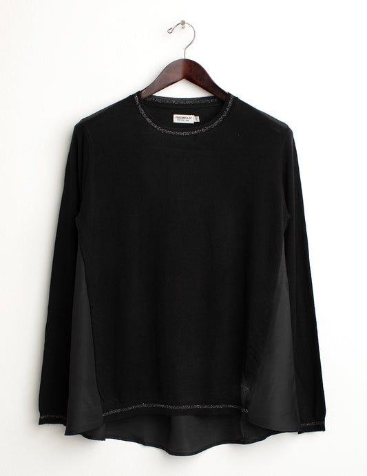Maglia girocollo a manica lunga donna black fw24w02mg cc-a0951