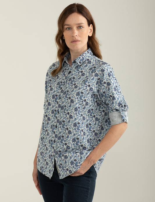 Camicia in flanella stampata all-over - back - 002