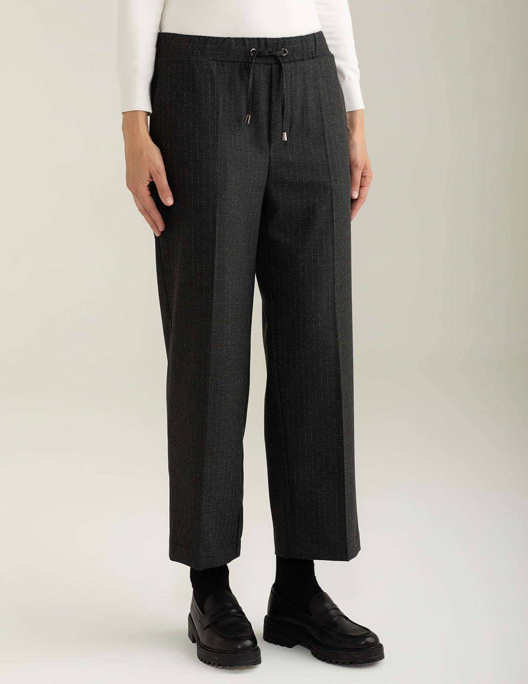 Pantalone in tessuto gessato lurex donna dark gray melange fw24w31pt cc-a0904 Pantalone in tessuto gessato lurex